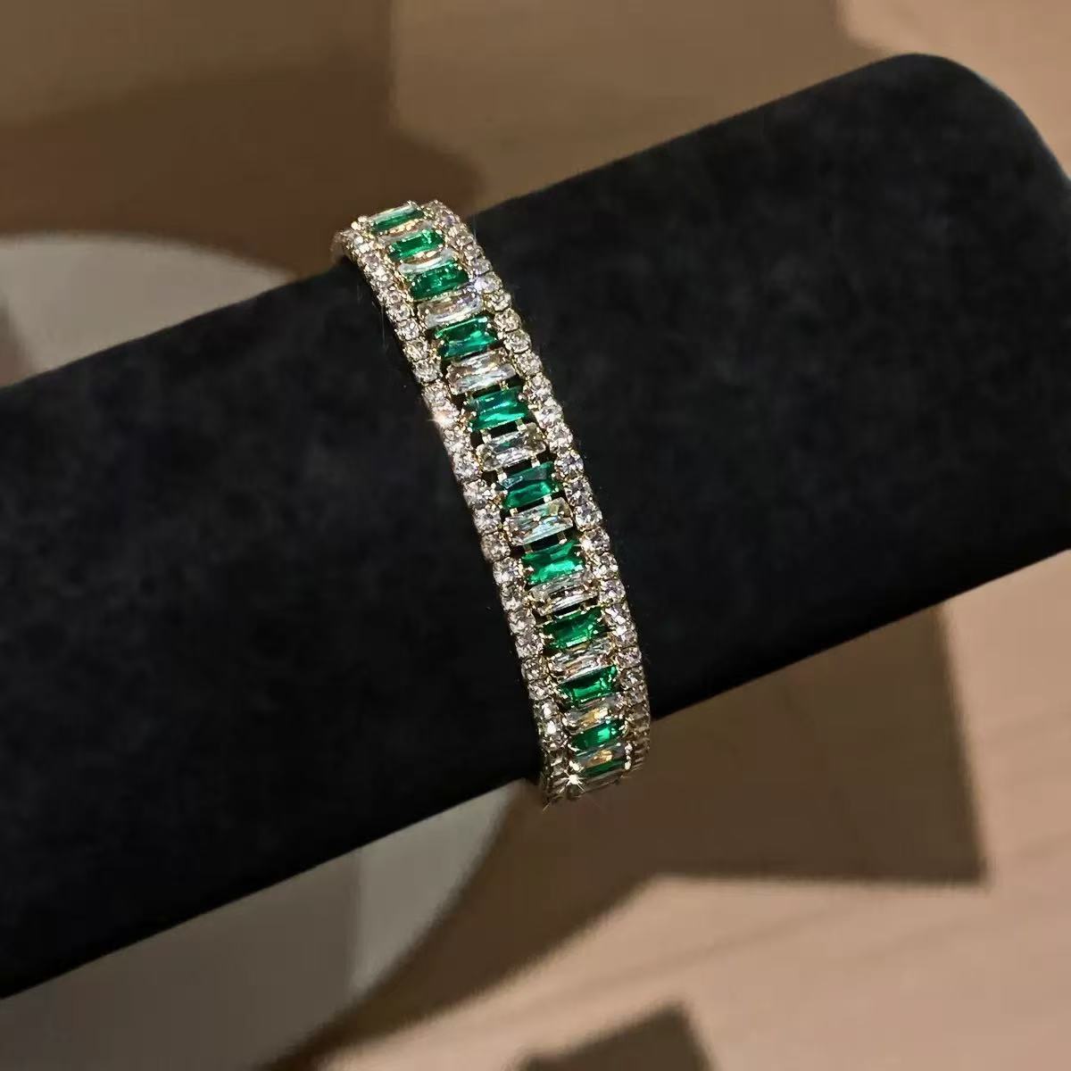 18K Gold Plated Emerald Green Zircon Tennis Bracelet