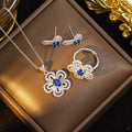 Sapphire Flower Jewelry Set