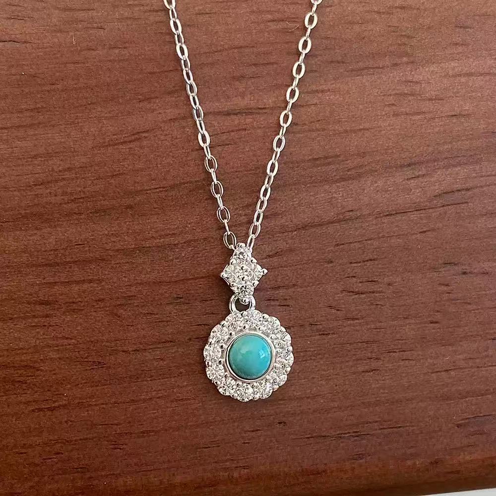 S925 Sterling Silver Turquoise Elegant Pendant Necklace