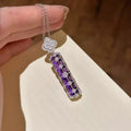 Purple Star Four-Leaf Floral Pendant Necklace