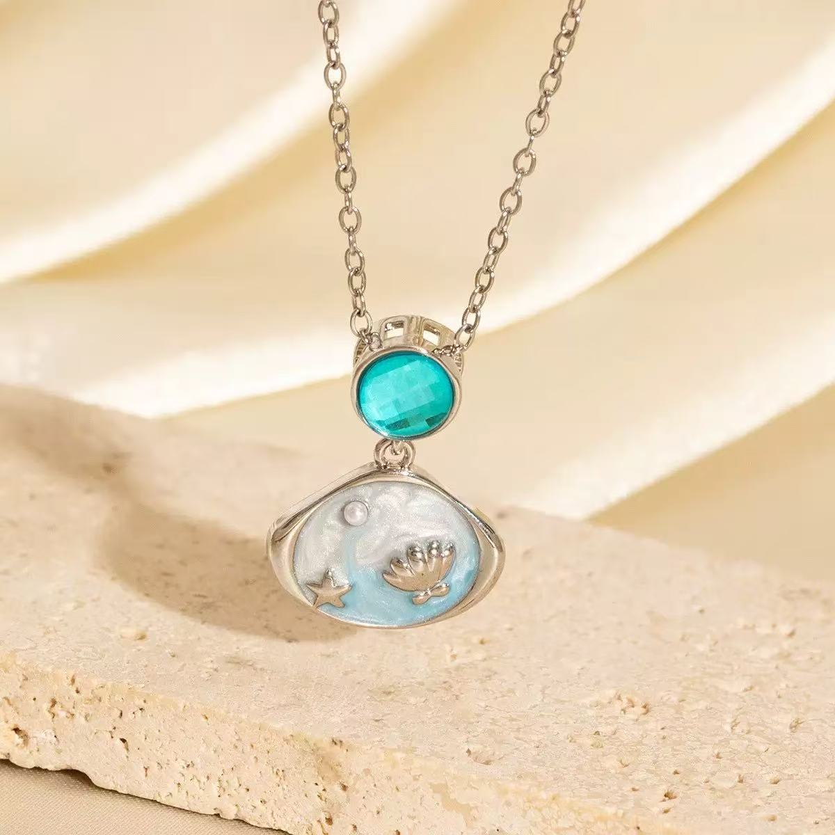 Ocean Series Copper Gold Plated Crab Pearl Zircon Necklace