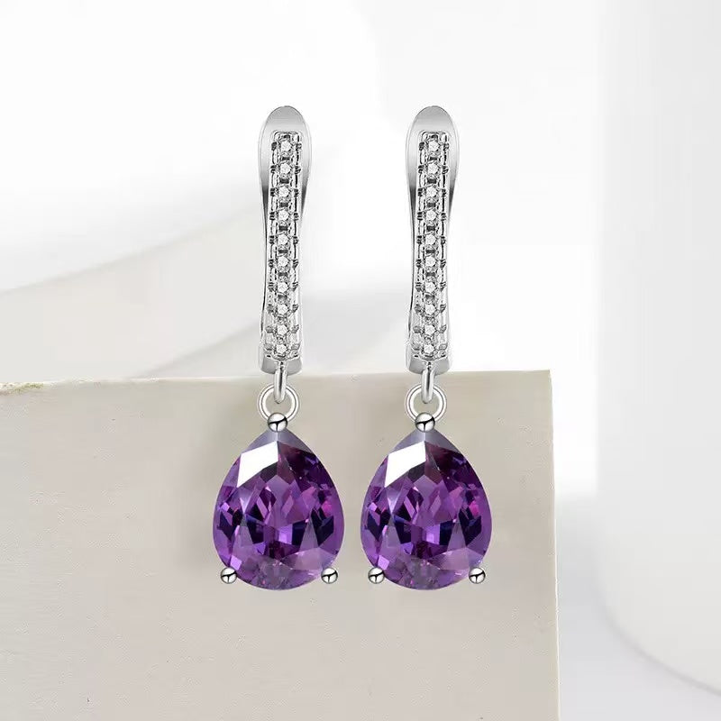 Amethyst Pear Cut Zirconia Jewelry Set