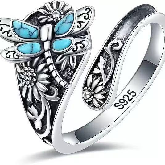 Bohemian Turquoise Dragonfly Ring