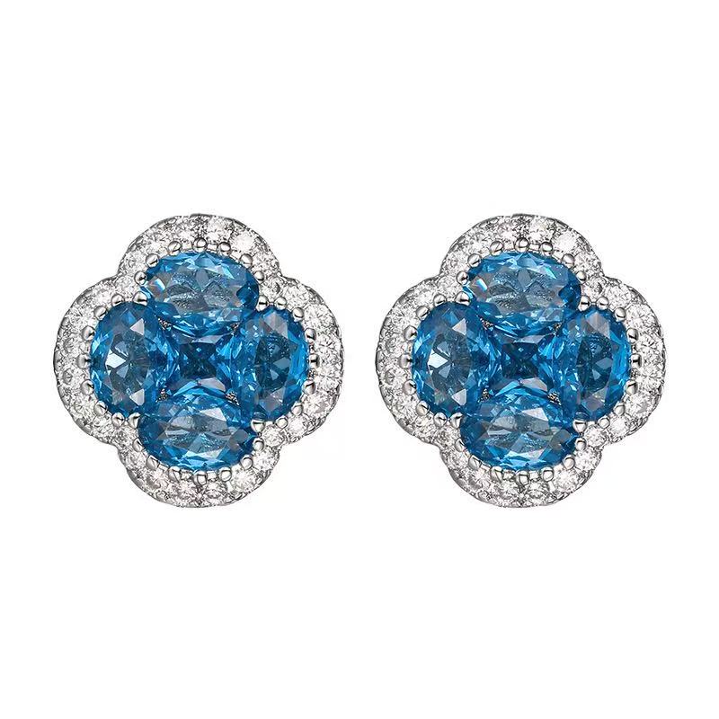 Blue Spinel Four-Leaf Clover Jewelry Set