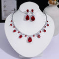 Ruby Red Teardrop Full Crystal Jewelry Set