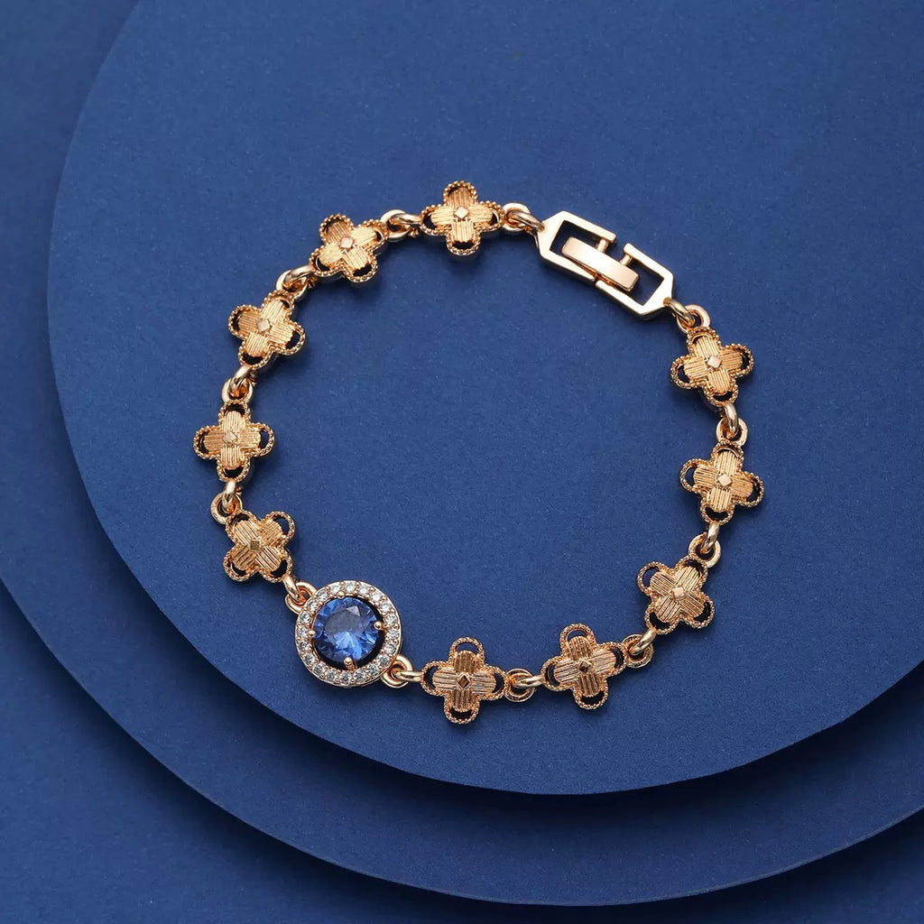 Copper Four-Leaf Clover Crystal Bracelet