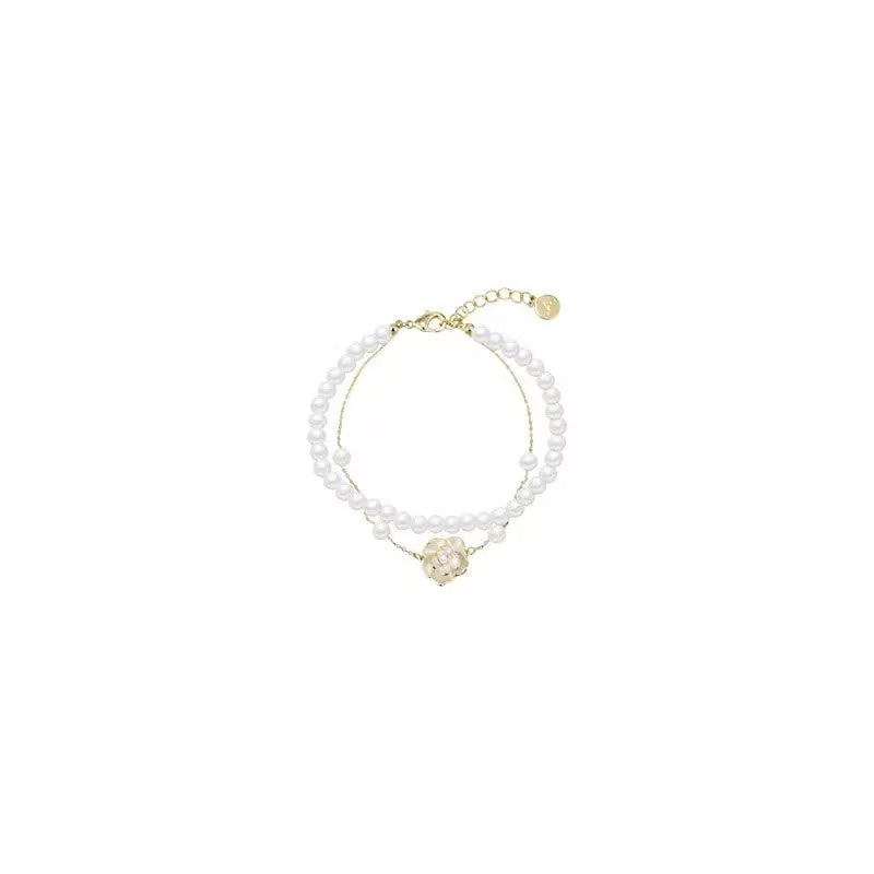 Camellia Pearl Double Layer Bracelet