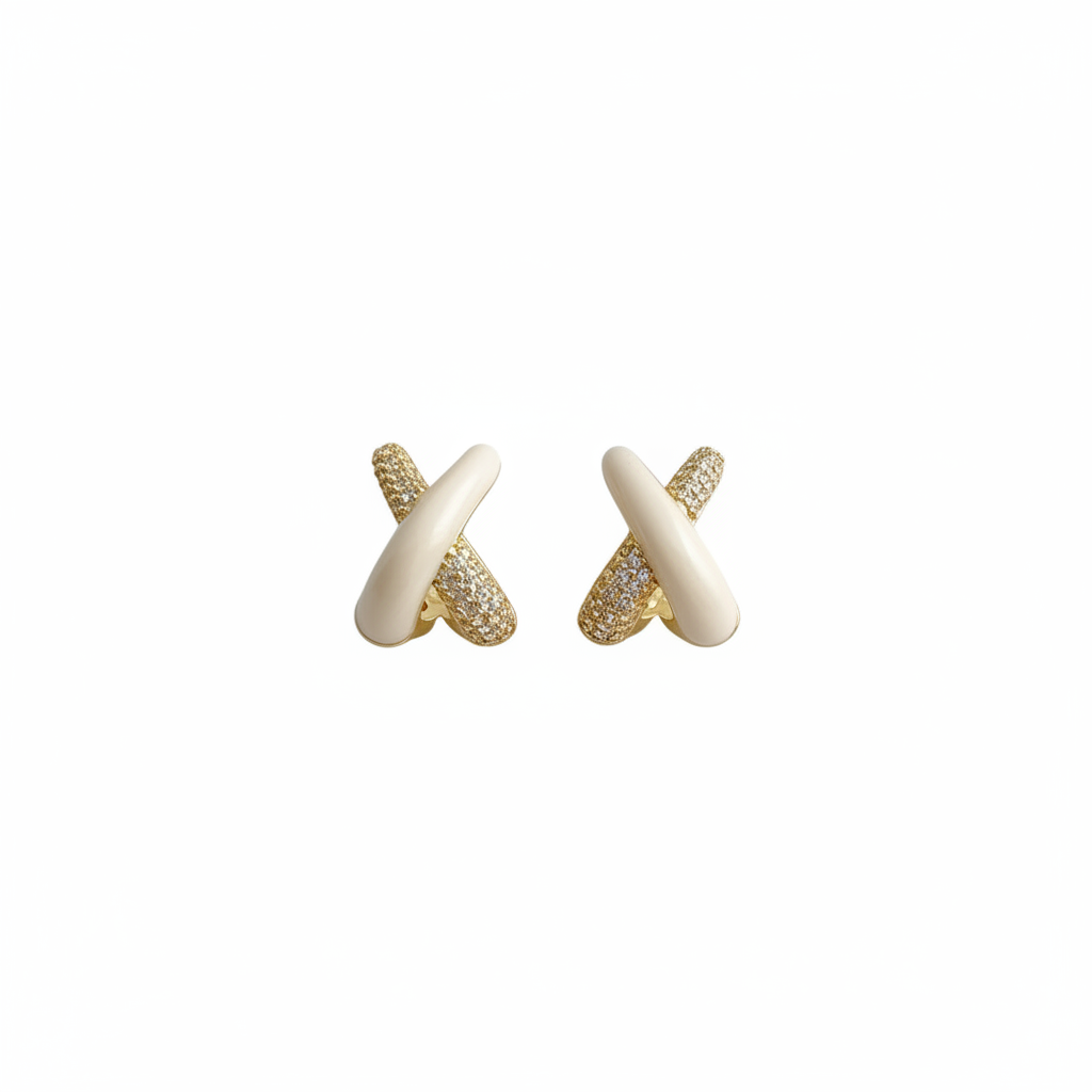 S925 Zircon Cross Stud Earrings