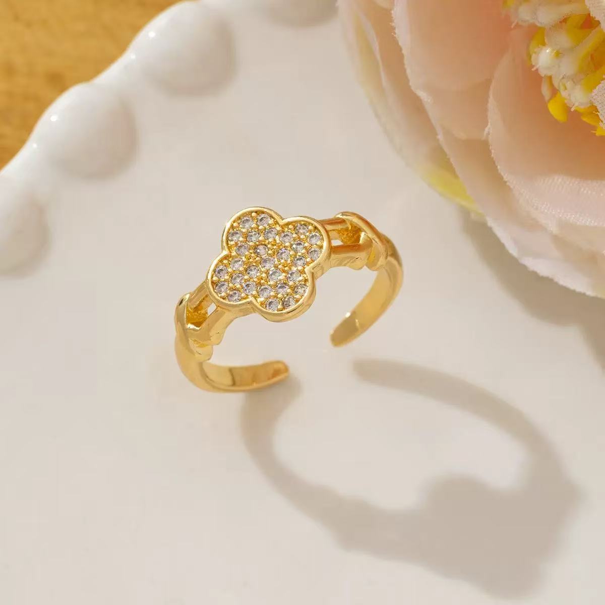 Four Leaf Clover Open Ring