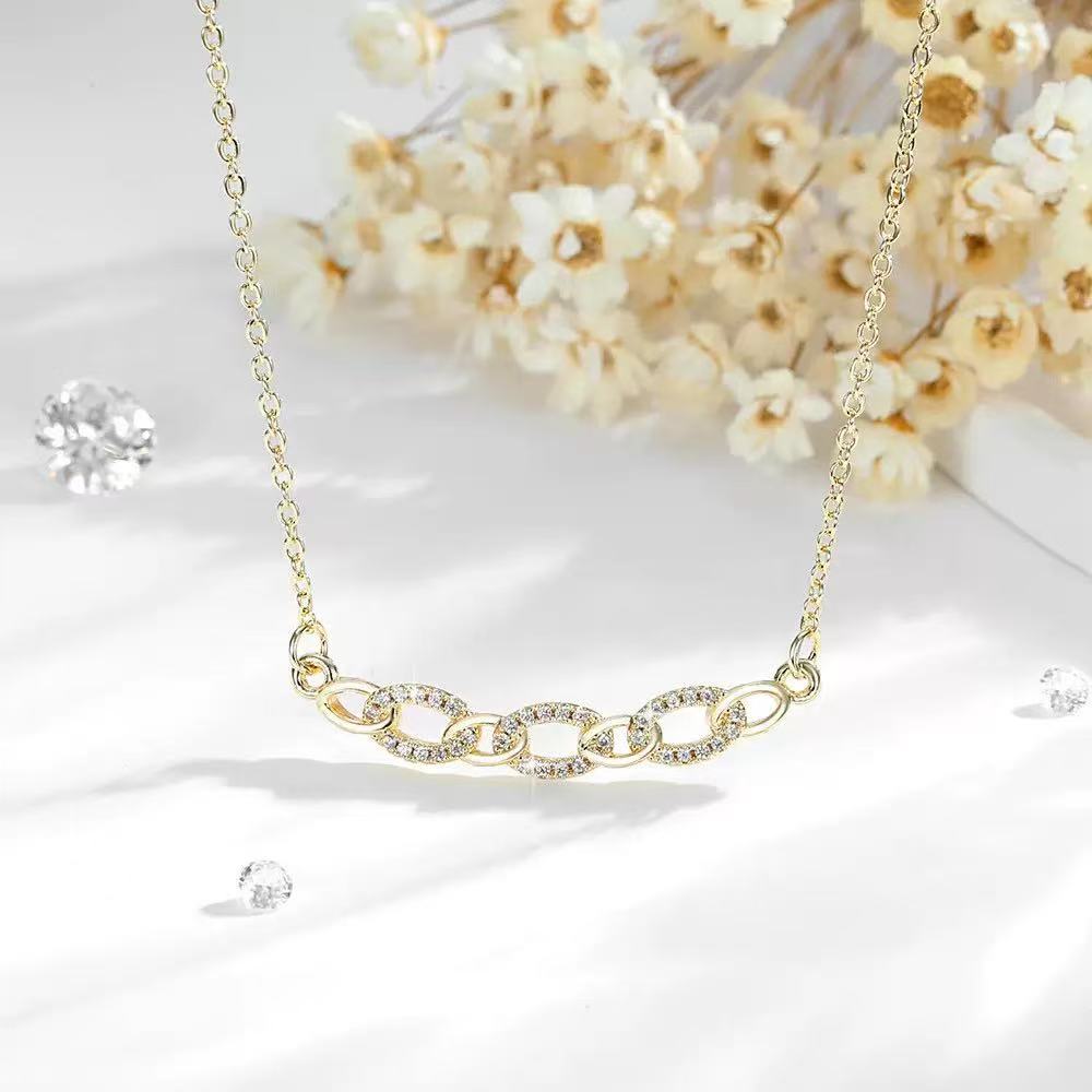 Copper V-Shape Diamond Necklace
