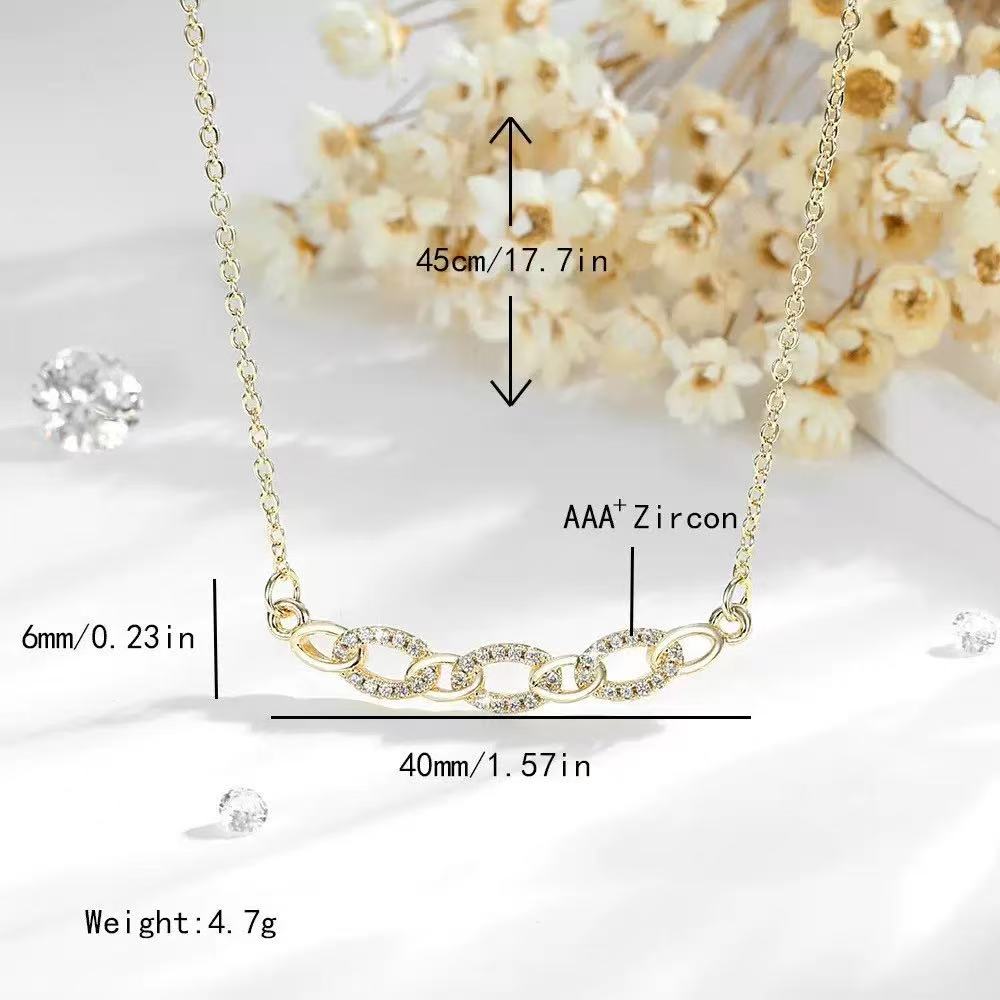 Copper Diamond Collarbone Chain Necklace
