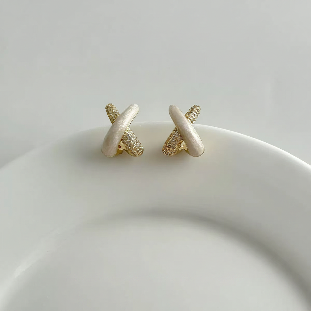 S925 Zircon Cross Stud Earrings