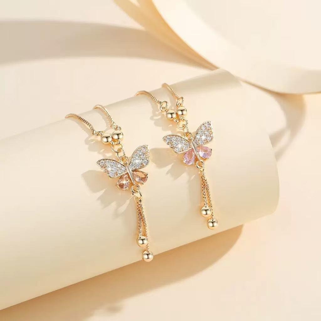 Copper Butterfly Zircon Necklace