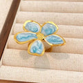 Titanium Steel Colorful Flower Open Ring