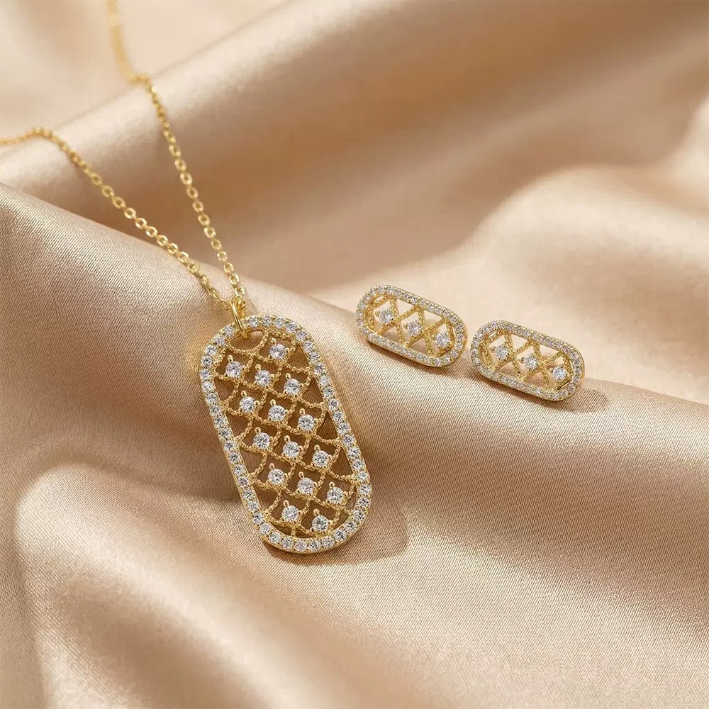 Crystal Lattice Geometric Jewelry Set