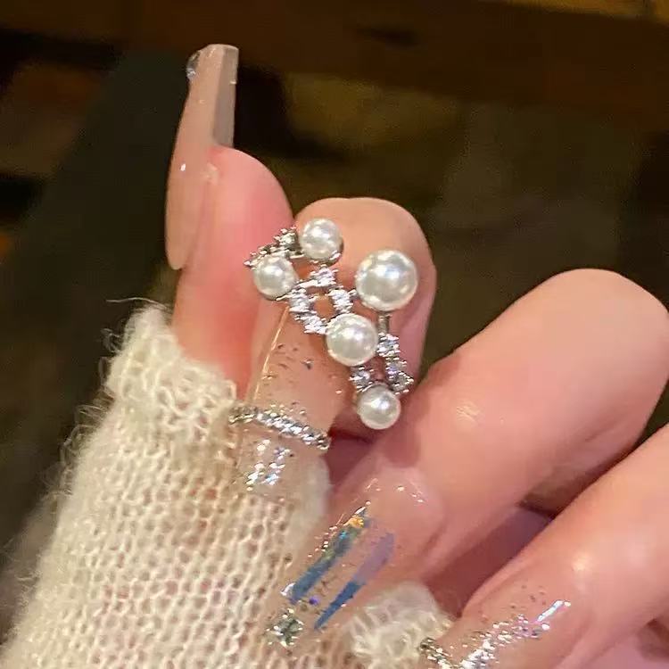 Meteor Pearl Zircon Open Ring