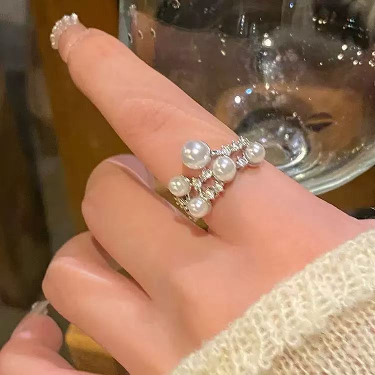 Meteor Pearl Zircon Open Ring