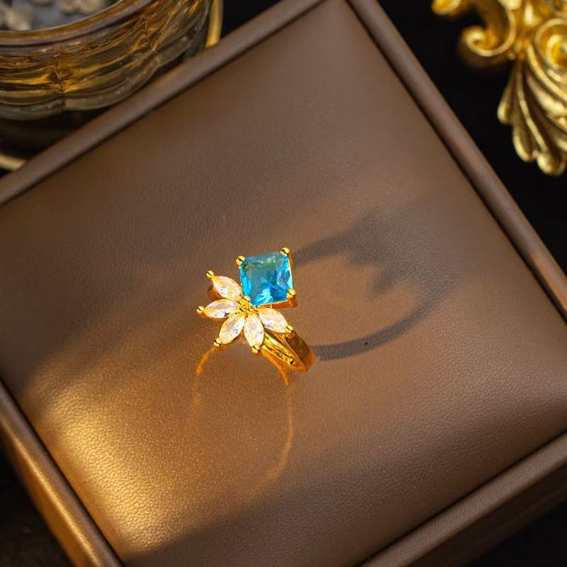 Blue Zircon Floral Jewelry Set