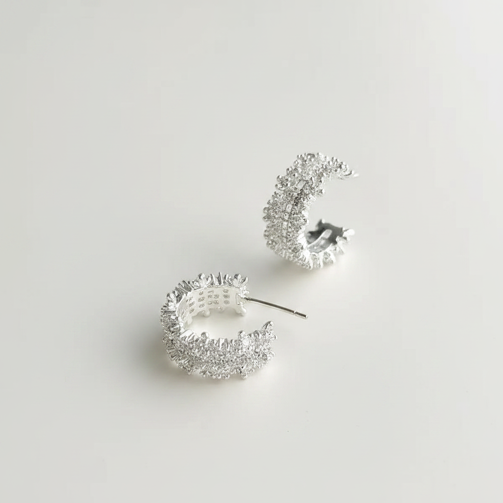 S925 Super Sparkling Zircon C-Hoop Earrings