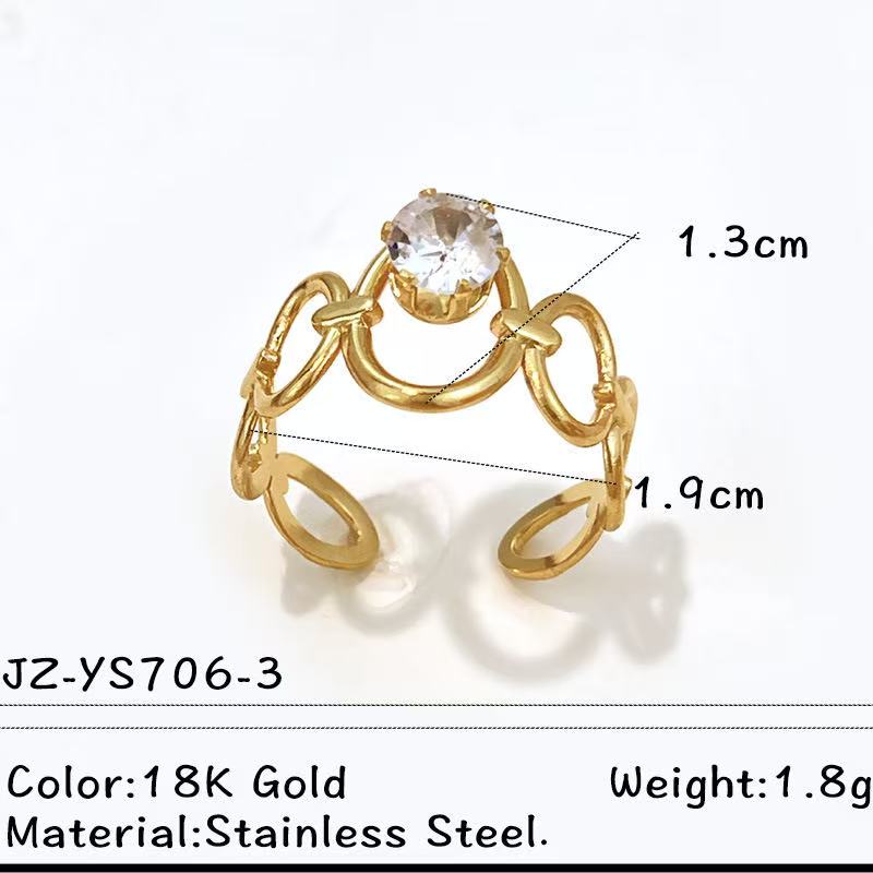 Stainless Steel Zircon Ring
