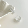 S925 Super Sparkling Zircon C-Hoop Earrings