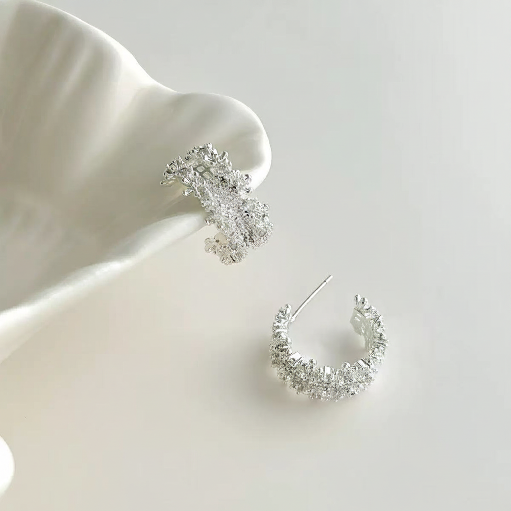 S925 Super Sparkling Zircon C-Hoop Earrings