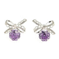 925 Silver Lace Bow Zirconia Earrings