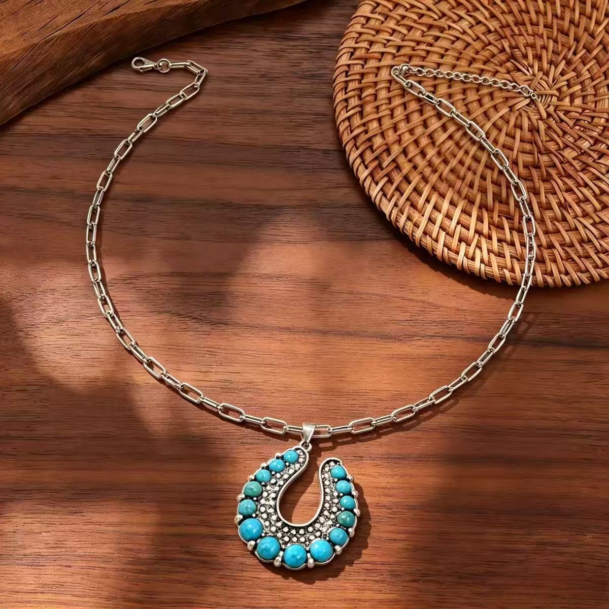 Alloy Turquoise Large Butterfly Pendant Necklace