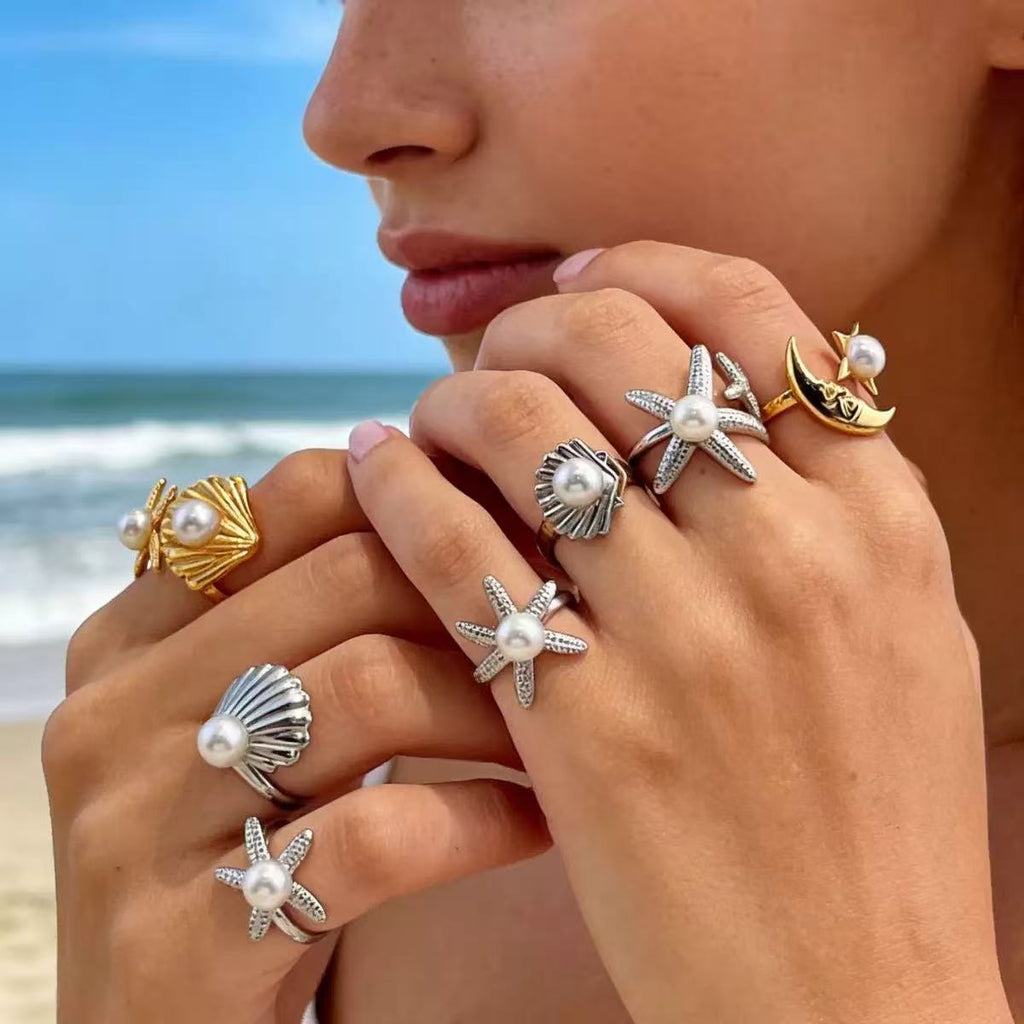 Titanium Steel Pearl Ring