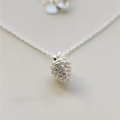 S925 Sterling Silver Pine Cone Necklace