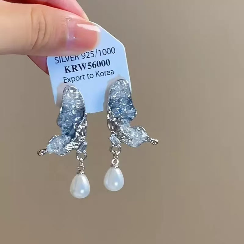 S925 Crystal Butterfly Earrings