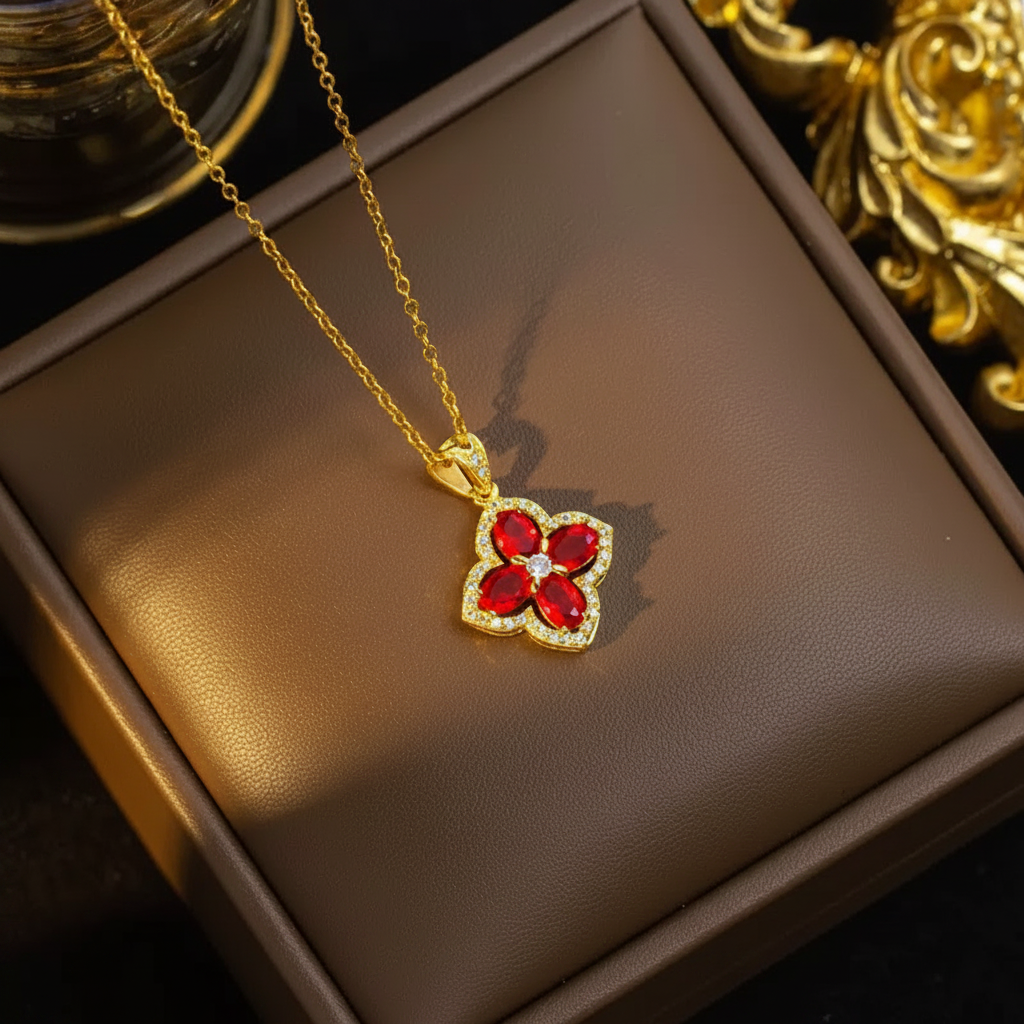 Ruby Clover Jewelry Set