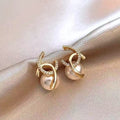 S925 Silver Double C Pearl Earrings