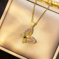 Colorful Zirconia Butterfly Necklace