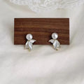 Sparkling Diamond Pearl Fishtail Earrings