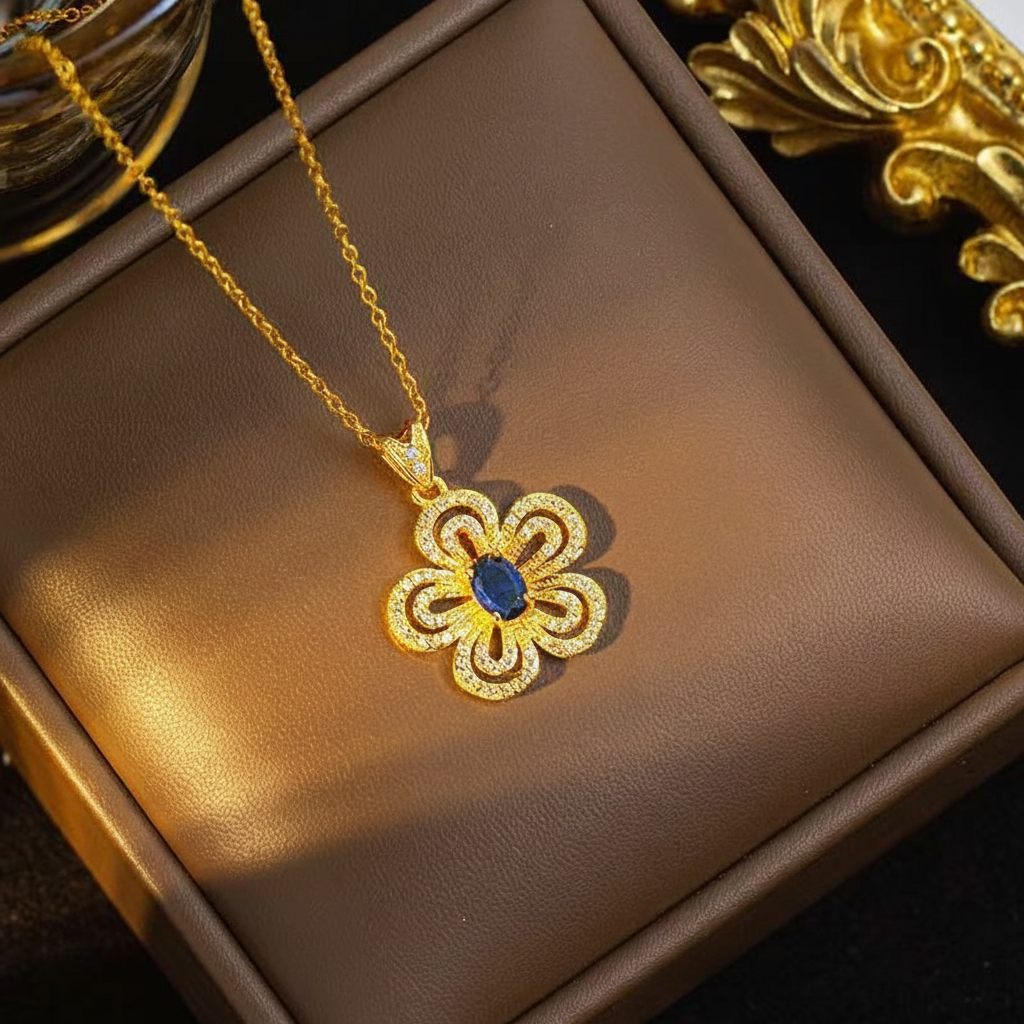 Sapphire Flower Jewelry Set