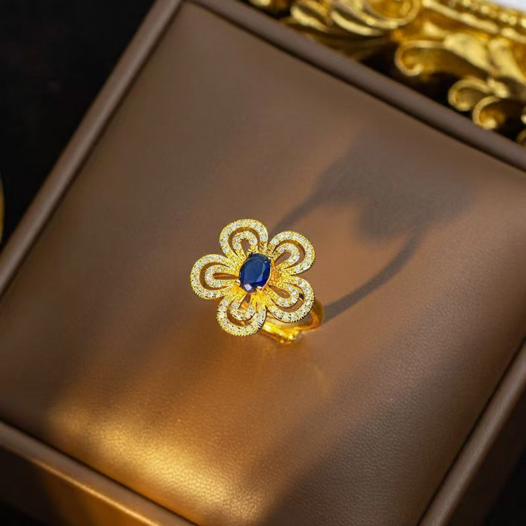 Sapphire Flower Jewelry Set