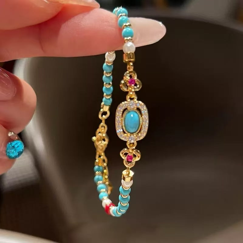 Turquoise Dopamine Vintage Beaded Bracelet