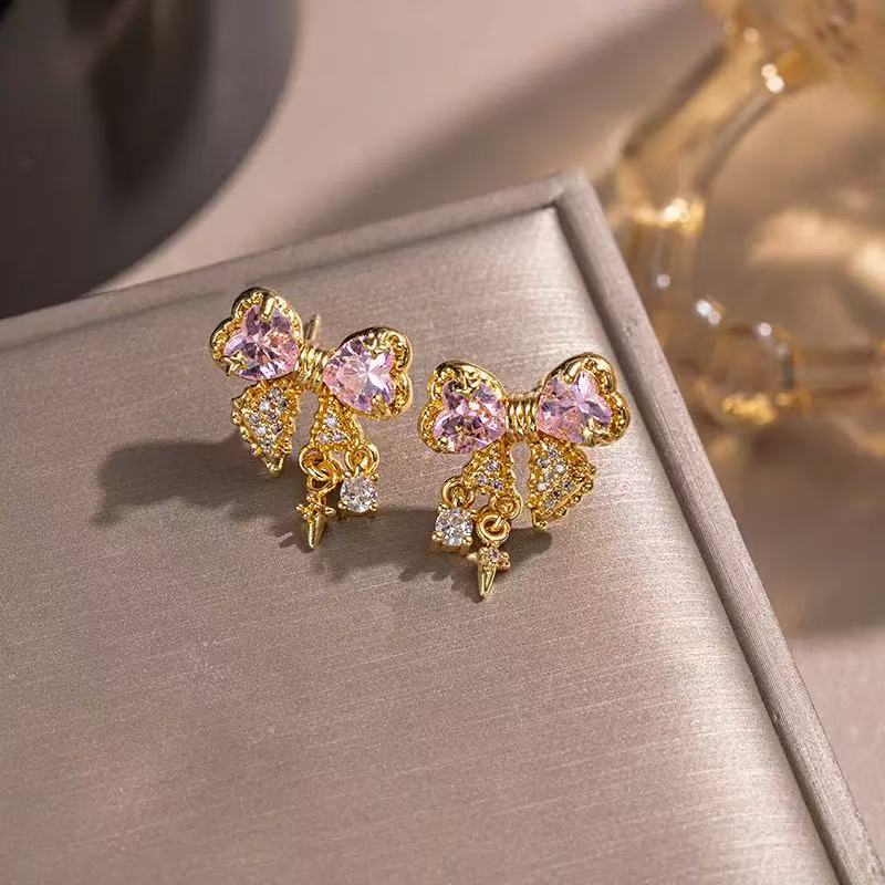 Pink Diamond Bow Jewelry Set