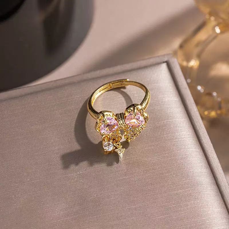 Pink Diamond Bow Jewelry Set
