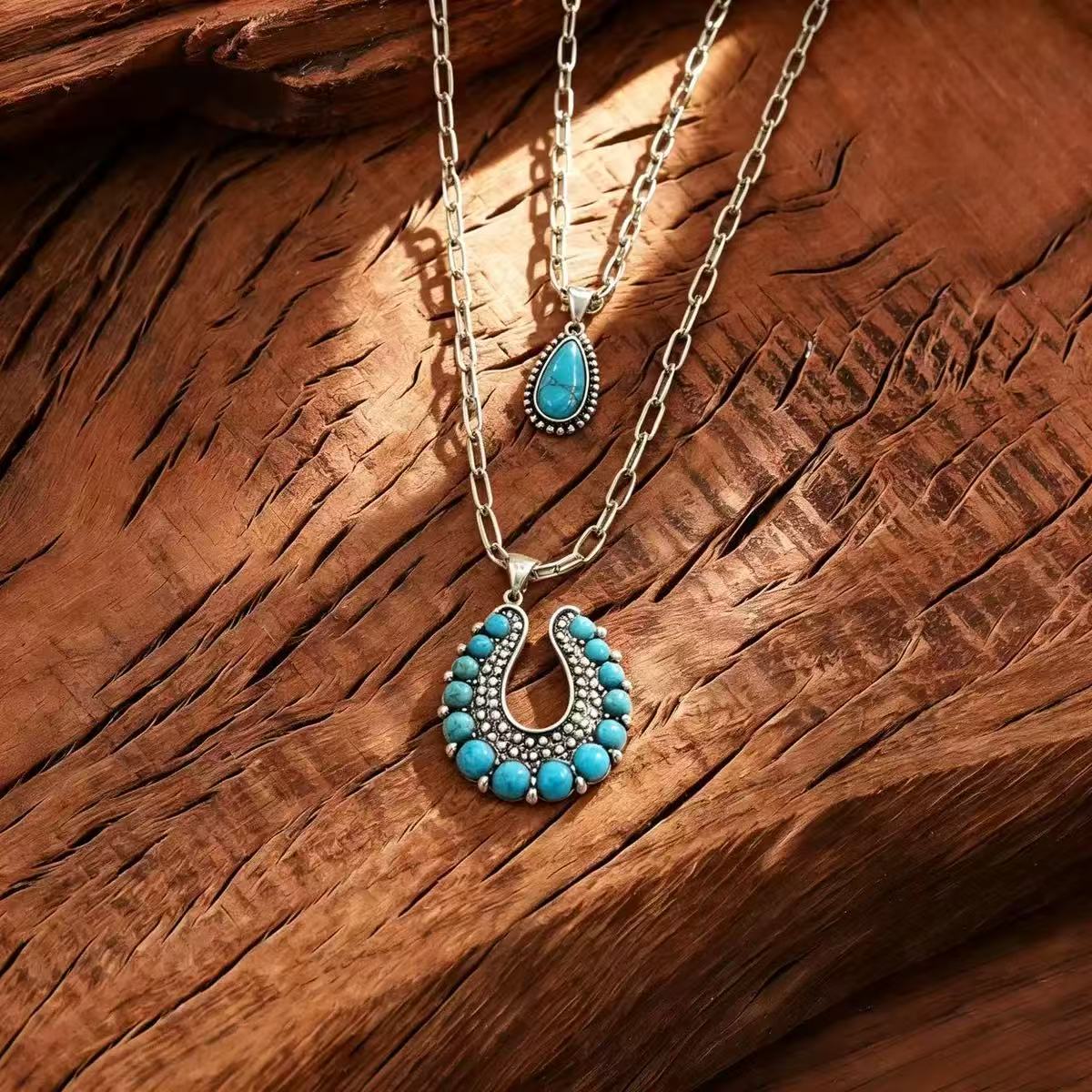 Alloy Turquoise Large Butterfly Pendant Necklace