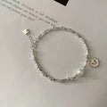 S925 Silver Bamboo Heart Pearl Bracelet