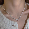 S925 Sterling Silver Pink Zircon Necklace