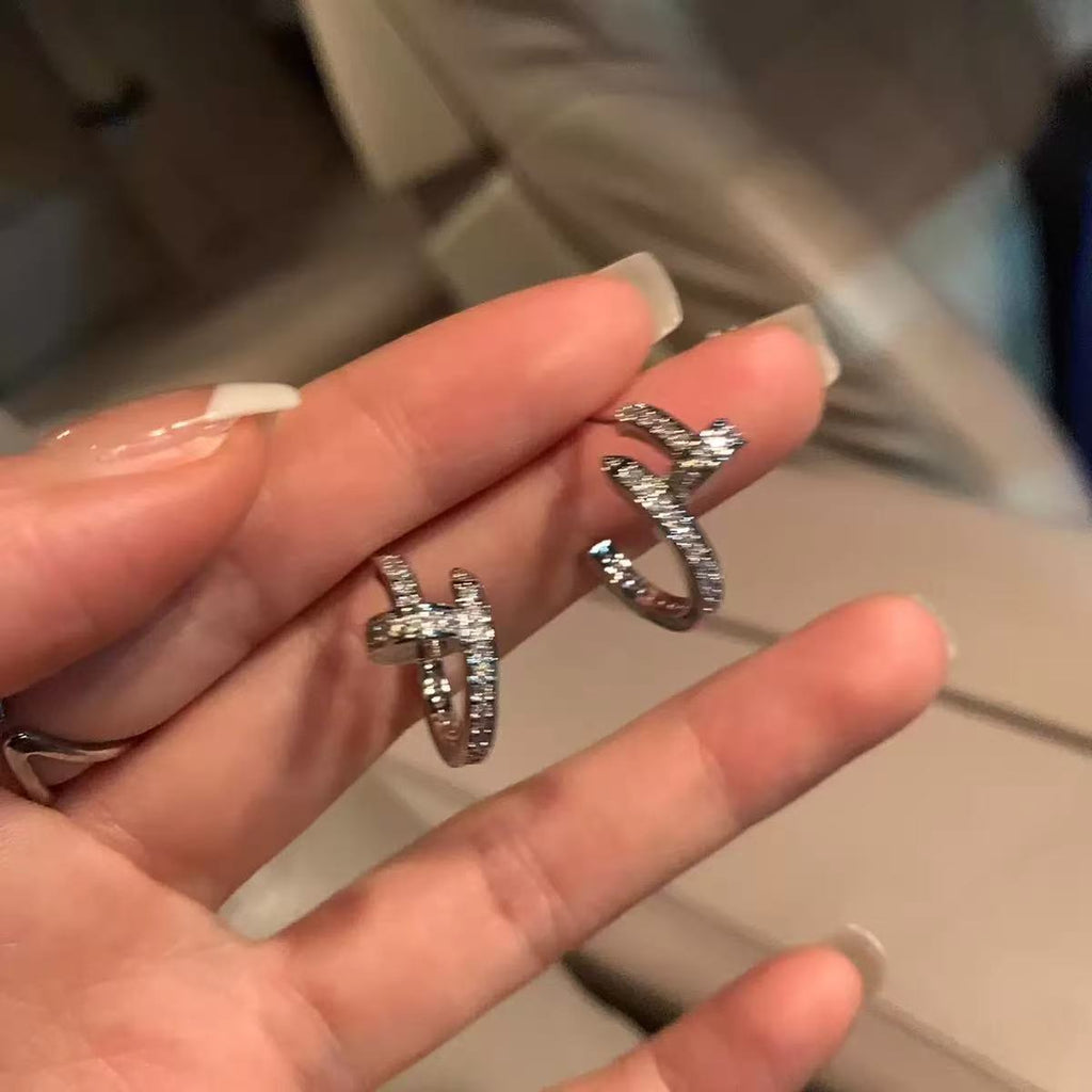 S925 Silver Needle Luxury Hoop Earrings