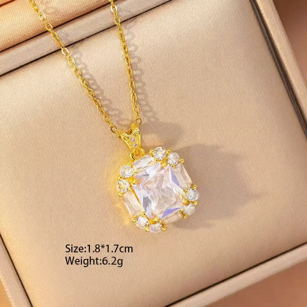 Large Crystal Square Geometric Jewelry Set