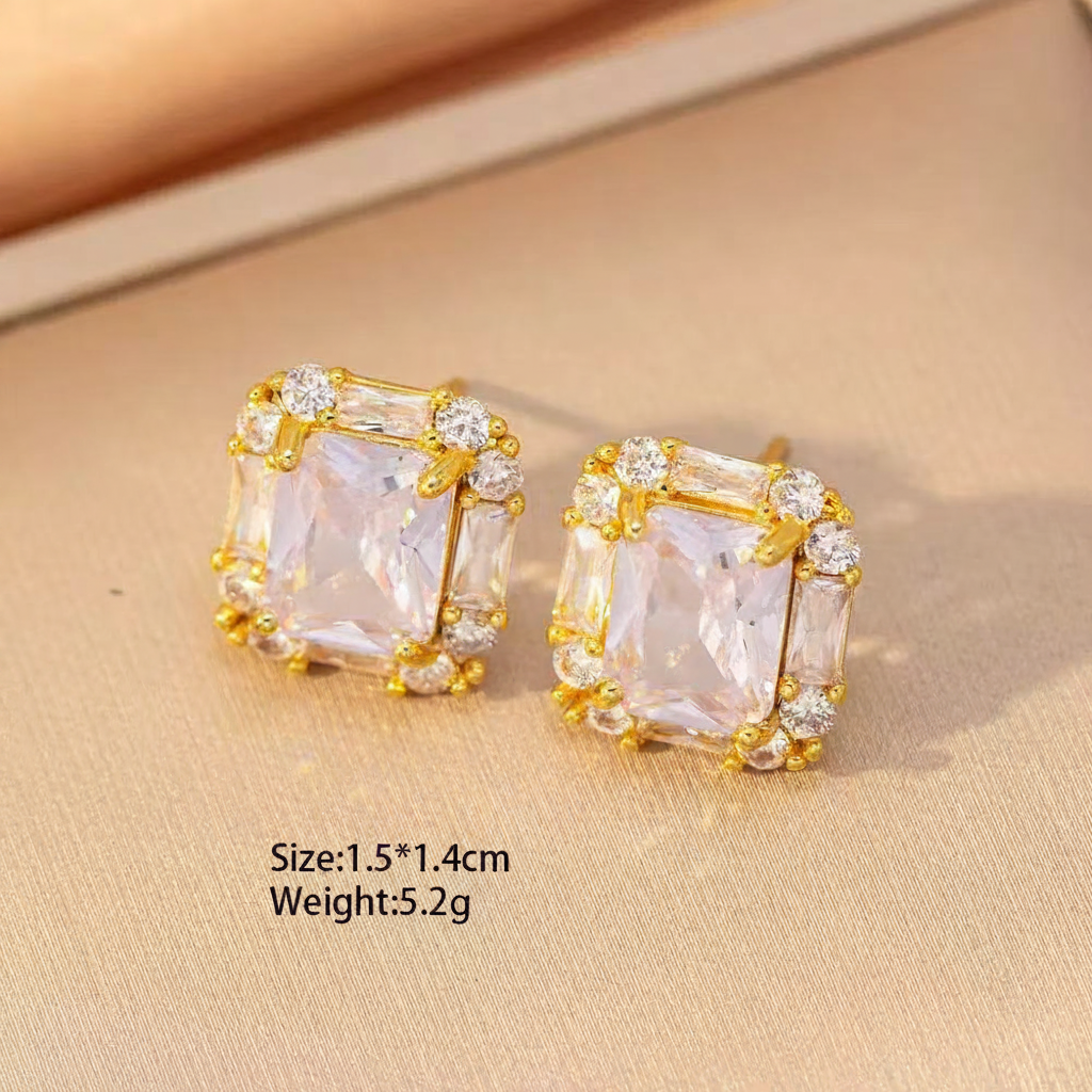 Large Crystal Square Geometric Jewelry Set