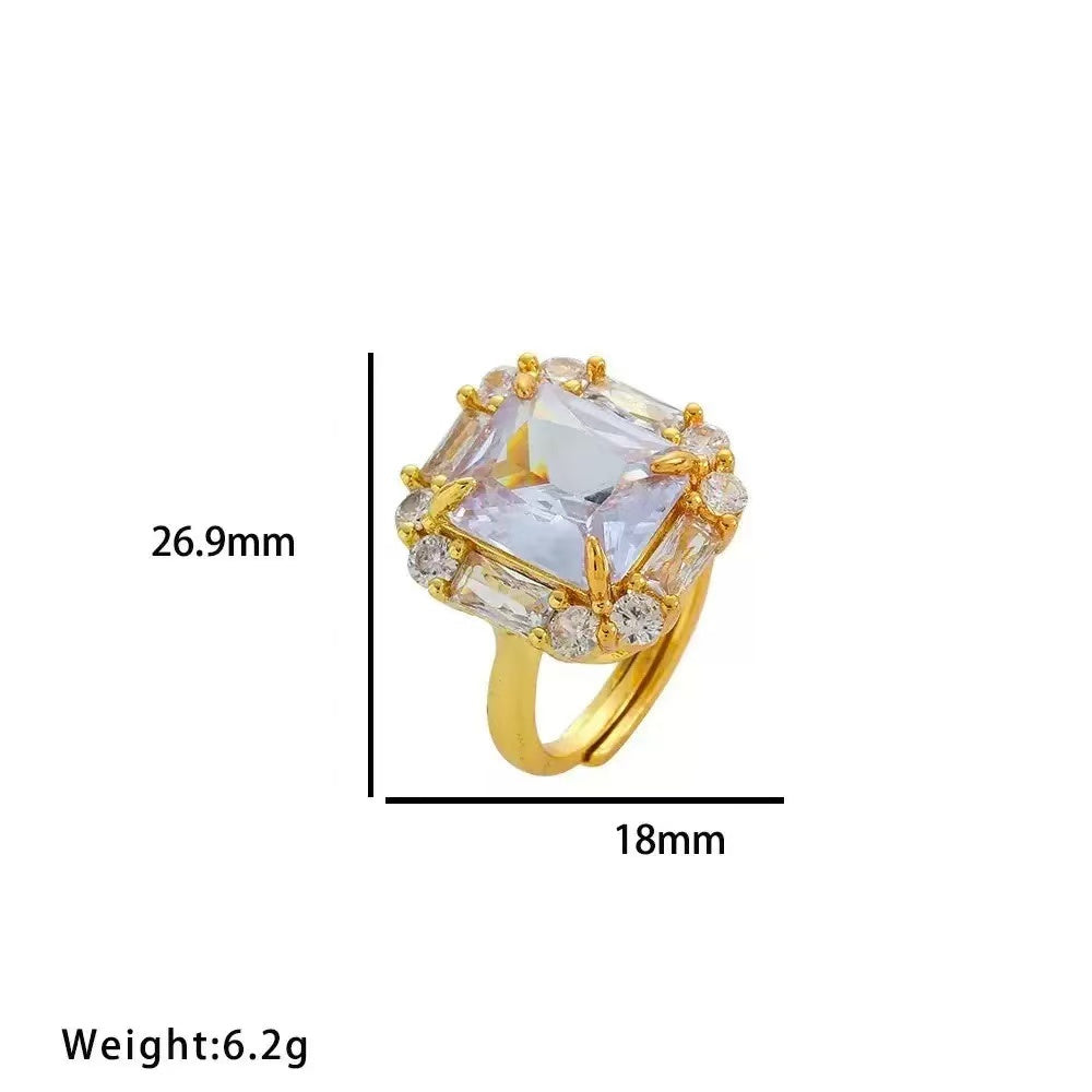 Large Crystal Square Geometric Jewelry Set