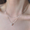 S925 Sterling Silver Double Chain Pearl Necklace
