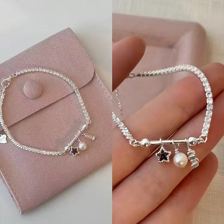 S925 Sterling Silver Starry Purple Diamond Bracelet