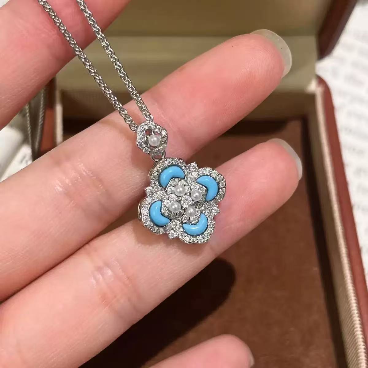 Turquoise Four-Leaf Clover Necklace
